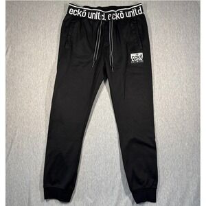 Ecko Unltd Black Jogger Sweatpants Men's Large Logo Waistband Streetwear